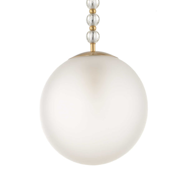 Uttermost Uttermost Ripple Frost Glass Pendant Light With Warm Brass Beads, Adjustable Hanging Length, 11" 21643