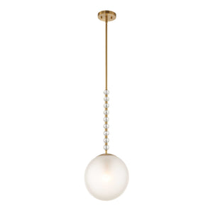 Uttermost Uttermost Ripple Frost Glass Pendant Light With Warm Brass Beads, Adjustable Hanging Length, 11" 21643