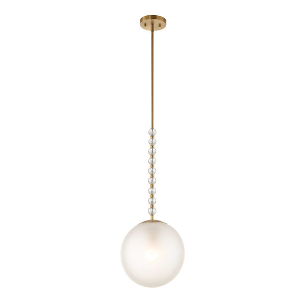 Uttermost Uttermost Ripple Frost Glass Pendant Light With Warm Brass Beads, Adjustable Hanging Length, 11" 21643