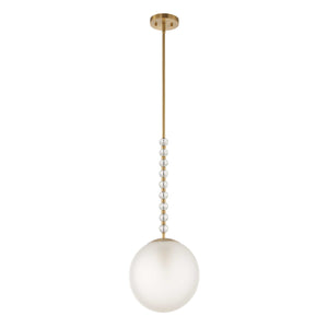 Uttermost Uttermost Ripple Frost Glass Pendant Light With Warm Brass Beads, Adjustable Hanging Length, 11" 21643