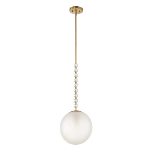 Uttermost Uttermost Ripple Frost Glass Pendant Light With Warm Brass Beads, Adjustable Hanging Length, 11" 21643