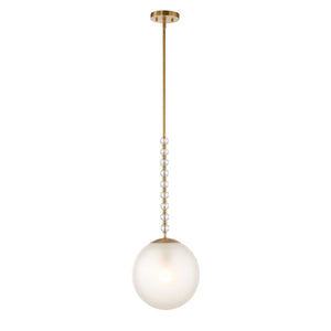 Uttermost Uttermost Ripple Frost Glass Pendant Light With Warm Brass Beads, Adjustable Hanging Length, 11" 21643