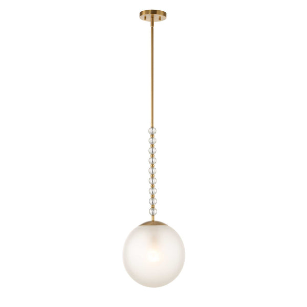 Uttermost Uttermost Ripple Frost Glass Pendant Light With Warm Brass Beads, Adjustable Hanging Length, 11" 21643