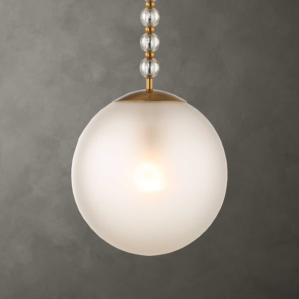 Uttermost Uttermost Ripple Frost Glass Pendant Light With Warm Brass Beads, Adjustable Hanging Length, 11" 21643