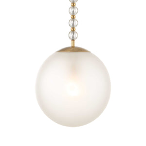 Uttermost Uttermost Ripple Frost Glass Pendant Light With Warm Brass Beads, Adjustable Hanging Length, 11" 21643