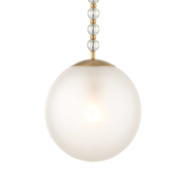 Uttermost Uttermost Ripple Frost Glass Pendant Light With Warm Brass Beads, Adjustable Hanging Length, 11" 21643