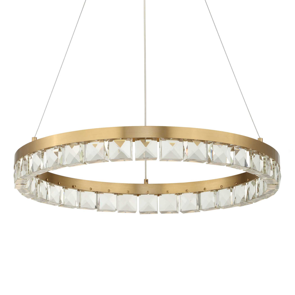 Uttermost Uttermost Segovia Round Crystal Led Chandelier Warm Brass Ring, Integrated 3000K Led, 1814 Lm, Dimmable 21407