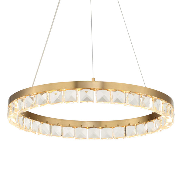 Uttermost Uttermost Segovia Round Crystal Led Chandelier Warm Brass Ring, Integrated 3000K Led, 1814 Lm, Dimmable 21407
