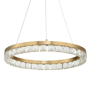 Uttermost Uttermost Segovia Round Crystal Led Chandelier Warm Brass Ring, Integrated 3000K Led, 1814 Lm, Dimmable 21407