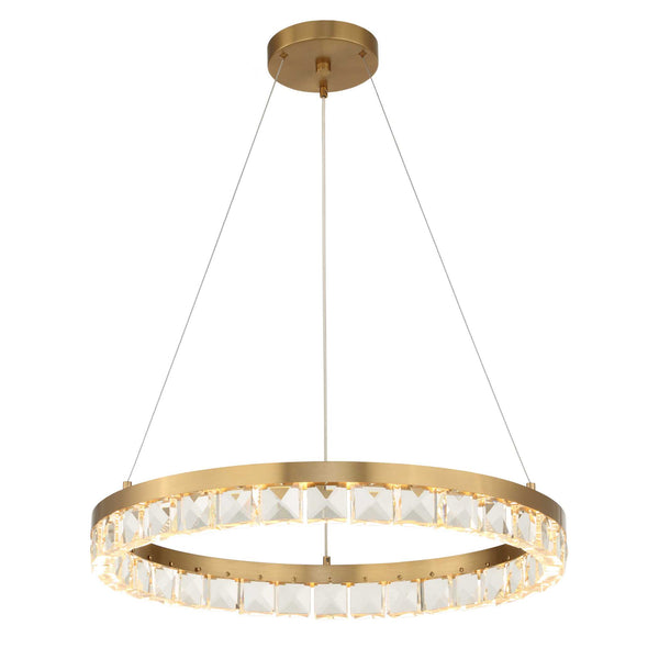 Uttermost Uttermost Segovia Round Crystal Led Chandelier Warm Brass Ring, Integrated 3000K Led, 1814 Lm, Dimmable 21407