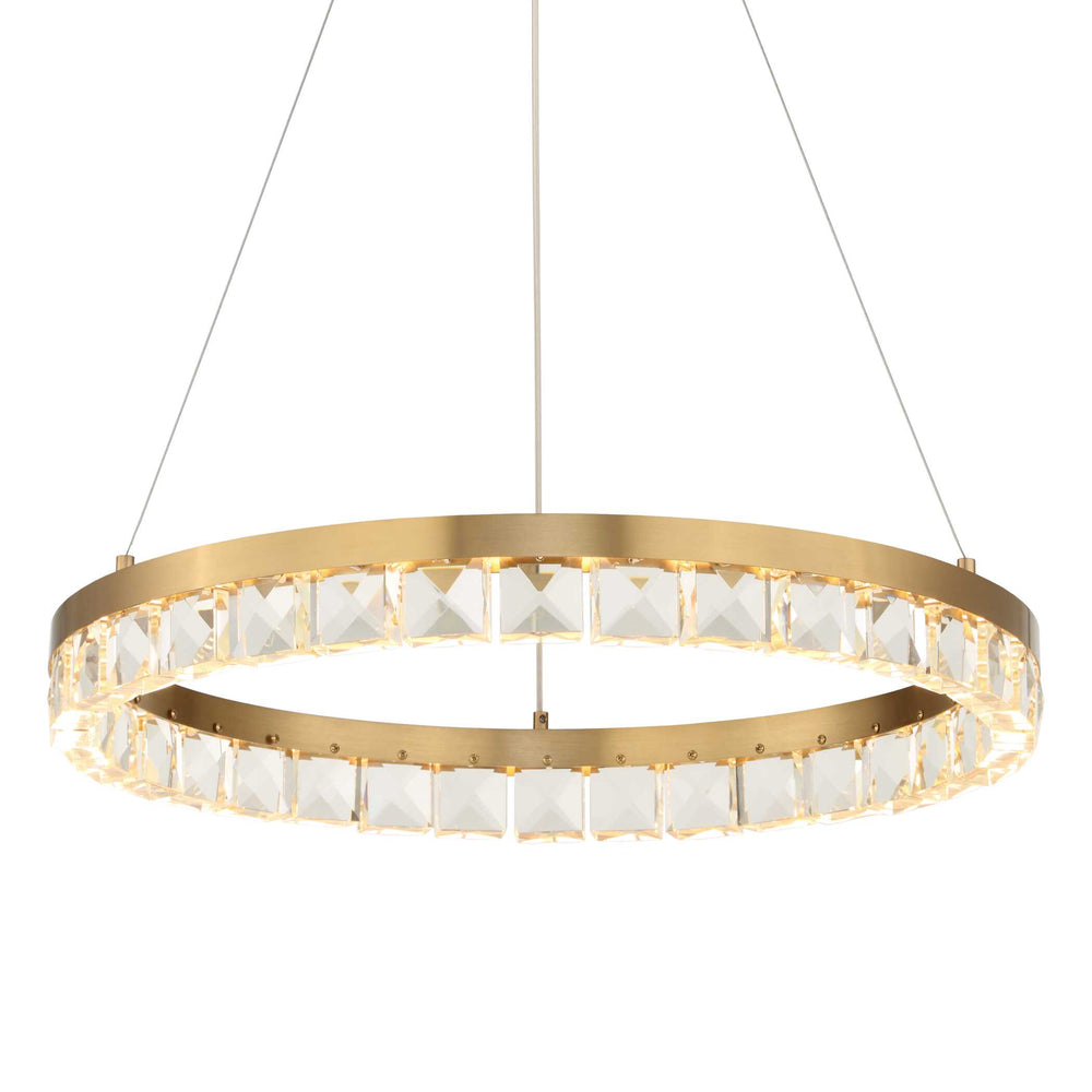 Uttermost Uttermost Segovia Round Crystal Led Chandelier Warm Brass Ring, Integrated 3000K Led, 1814 Lm, Dimmable 21407