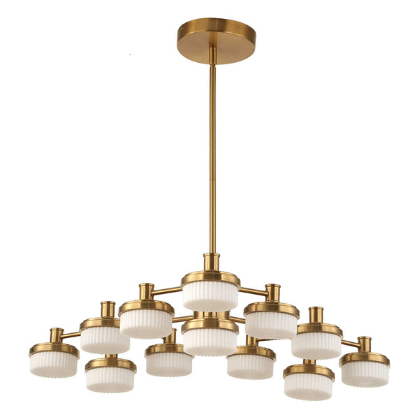 Uttermost Uttermost Warm Brass 12-Light Led Chandelier With Opal Glass Shades, Dimmable, 3055 Lumens 21408