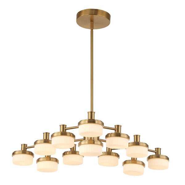 Uttermost Uttermost Warm Brass 12-Light Led Chandelier With Opal Glass Shades, Dimmable, 3055 Lumens 21408