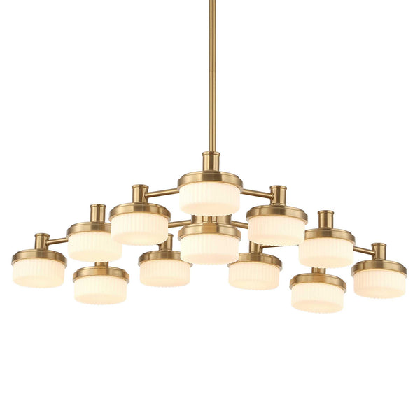 Uttermost Uttermost Warm Brass 12-Light Led Chandelier With Opal Glass Shades, Dimmable, 3055 Lumens 21408