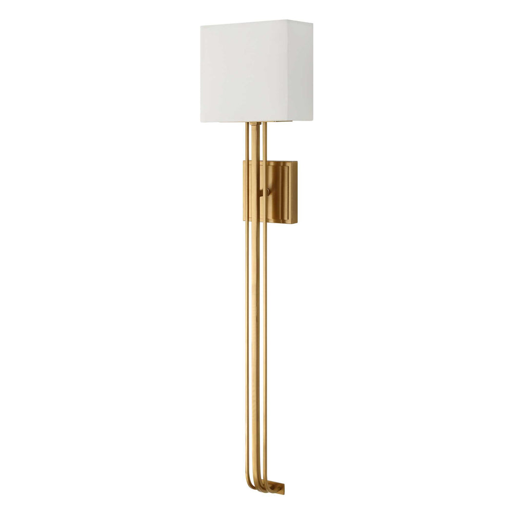 Uttermost Uttermost Trenton Warm Brass 2-Light Wall Sconce With Square White Shade — Architectural Ambient Light 22601