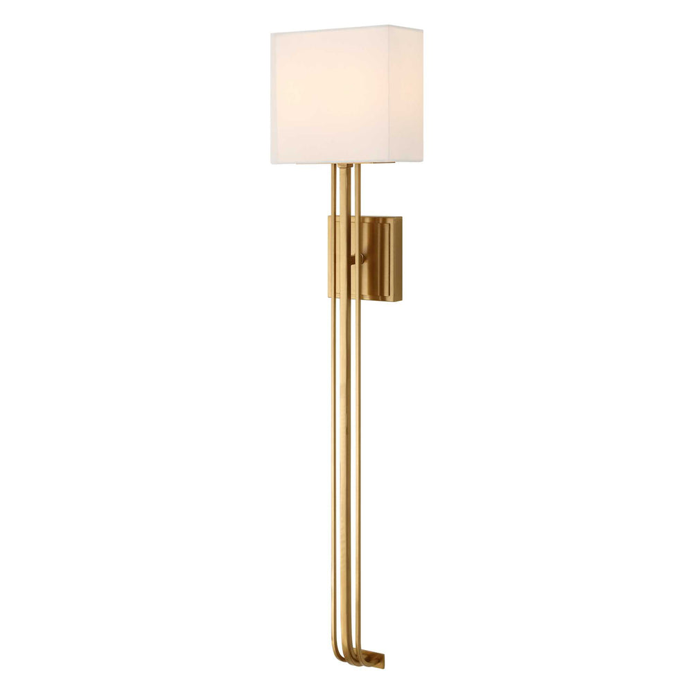 Uttermost Uttermost Trenton Warm Brass 2-Light Wall Sconce With Square White Shade — Architectural Ambient Light 22601
