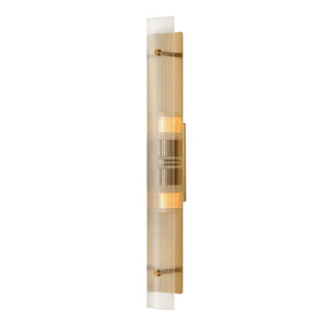 Uttermost Uttermost Elmhurst Two-Light Vanity Sconce In Warm Brass With Clear Ribbed Glass Shades, Damp-Rated 22602