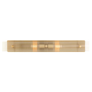 Uttermost Uttermost Elmhurst Two-Light Vanity Sconce In Warm Brass With Clear Ribbed Glass Shades, Damp-Rated 22602