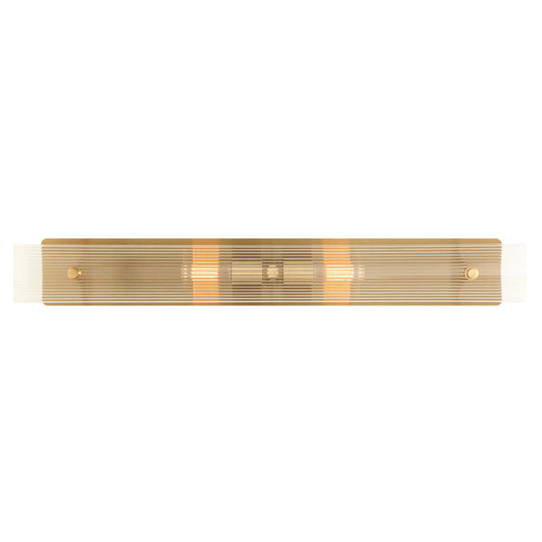 Uttermost Uttermost Elmhurst Two-Light Vanity Sconce In Warm Brass With Clear Ribbed Glass Shades, Damp-Rated 22602