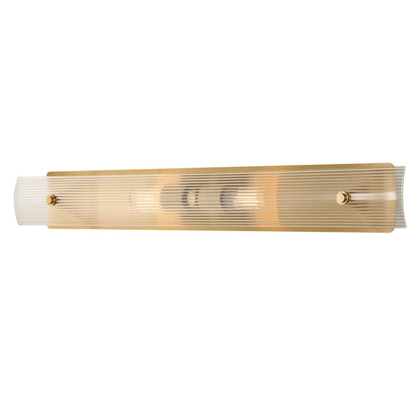 Uttermost Uttermost Elmhurst Two-Light Vanity Sconce In Warm Brass With Clear Ribbed Glass Shades, Damp-Rated 22602
