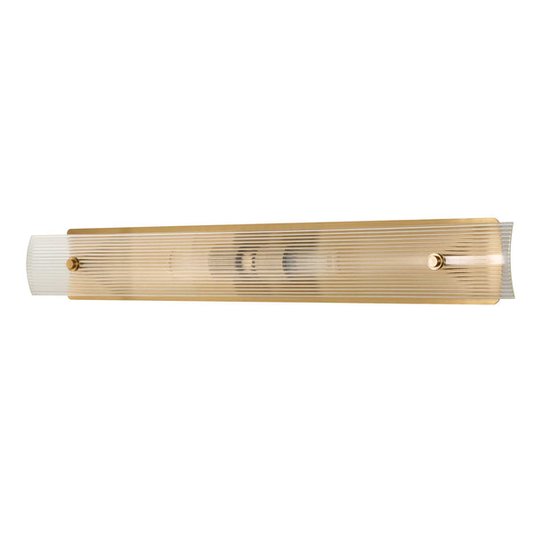 Uttermost Uttermost Elmhurst Two-Light Vanity Sconce In Warm Brass With Clear Ribbed Glass Shades, Damp-Rated 22602