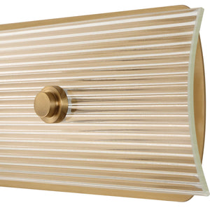 Uttermost Uttermost Elmhurst Two-Light Vanity Sconce In Warm Brass With Clear Ribbed Glass Shades, Damp-Rated 22602