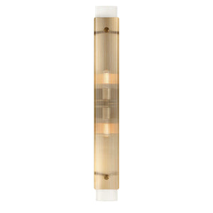 Uttermost Uttermost Elmhurst Two-Light Vanity Sconce In Warm Brass With Clear Ribbed Glass Shades, Damp-Rated 22602
