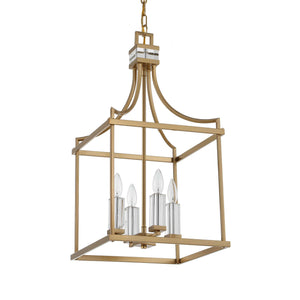 Uttermost Uttermost Montreal Lantern Pendant Light 4-Light Brass With Crystal Candle Sleeves, Adjustable Chain 21644