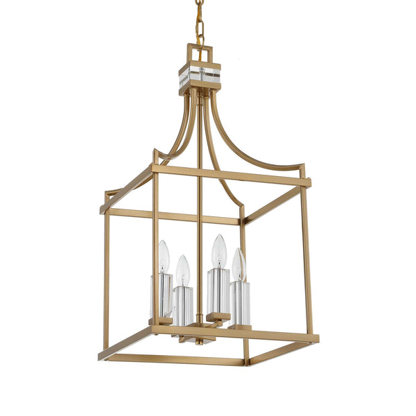 Uttermost Uttermost Montreal Lantern Pendant Light 4-Light Brass With Crystal Candle Sleeves, Adjustable Chain 21644