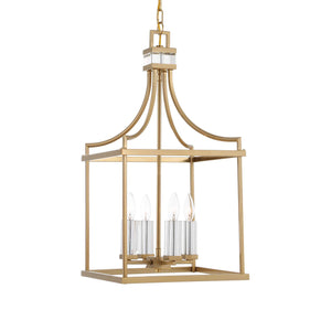 Uttermost Uttermost Montreal Lantern Pendant Light 4-Light Brass With Crystal Candle Sleeves, Adjustable Chain 21644