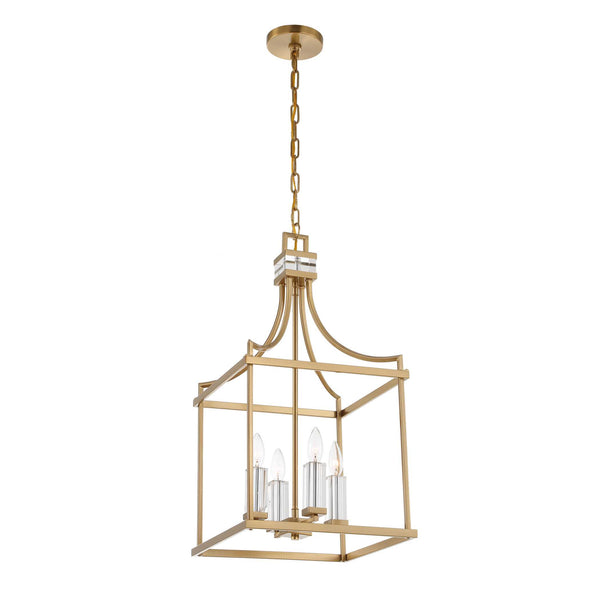 Uttermost Uttermost Montreal Lantern Pendant Light 4-Light Brass With Crystal Candle Sleeves, Adjustable Chain 21644