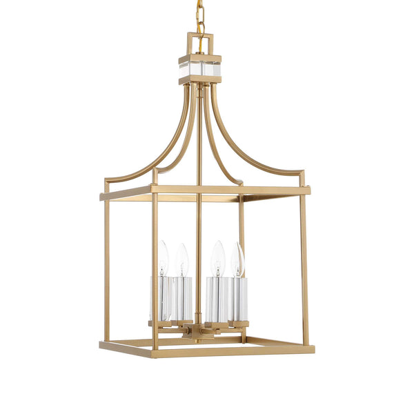 Uttermost Uttermost Montreal Lantern Pendant Light 4-Light Brass With Crystal Candle Sleeves, Adjustable Chain 21644