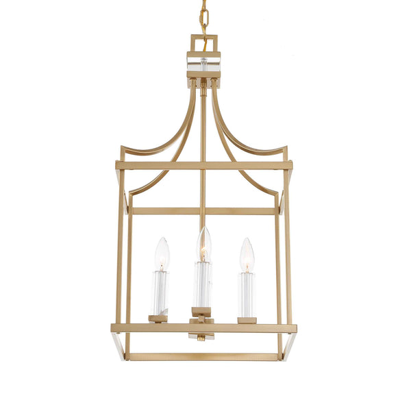 Uttermost Uttermost Montreal Lantern Pendant Light 4-Light Brass With Crystal Candle Sleeves, Adjustable Chain 21644