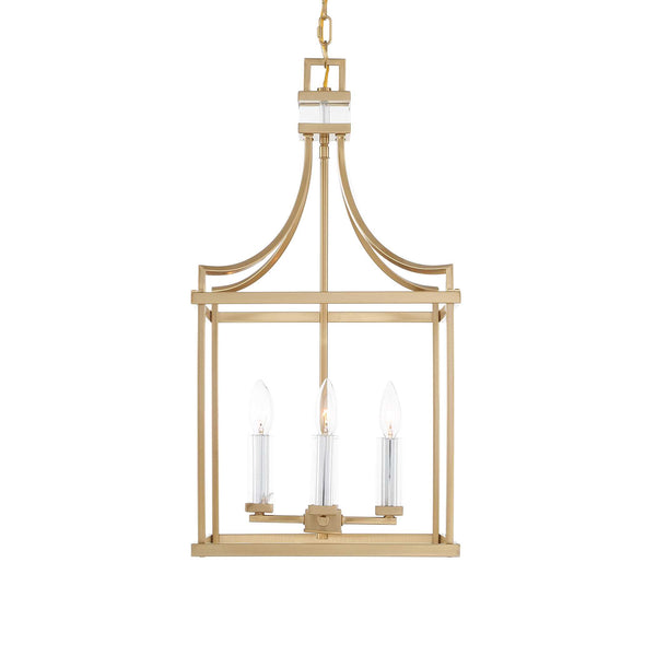 Uttermost Uttermost Montreal Lantern Pendant Light 4-Light Brass With Crystal Candle Sleeves, Adjustable Chain 21644