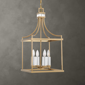 Uttermost Uttermost Montreal Lantern Pendant Light 4-Light Brass With Crystal Candle Sleeves, Adjustable Chain 21644