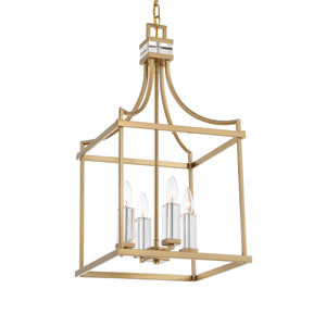 Uttermost Uttermost Montreal Lantern Pendant Light 4-Light Brass With Crystal Candle Sleeves, Adjustable Chain 21644