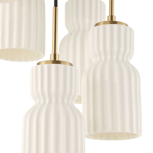 Uttermost Uttermost Vanier Sculptural 5-Light Cluster Pendant With Textured White Ceramic & Warm Brass Accents 21645