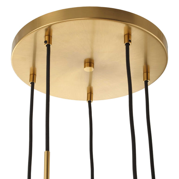 Uttermost Uttermost Vanier Sculptural 5-Light Cluster Pendant With Textured White Ceramic & Warm Brass Accents 21645