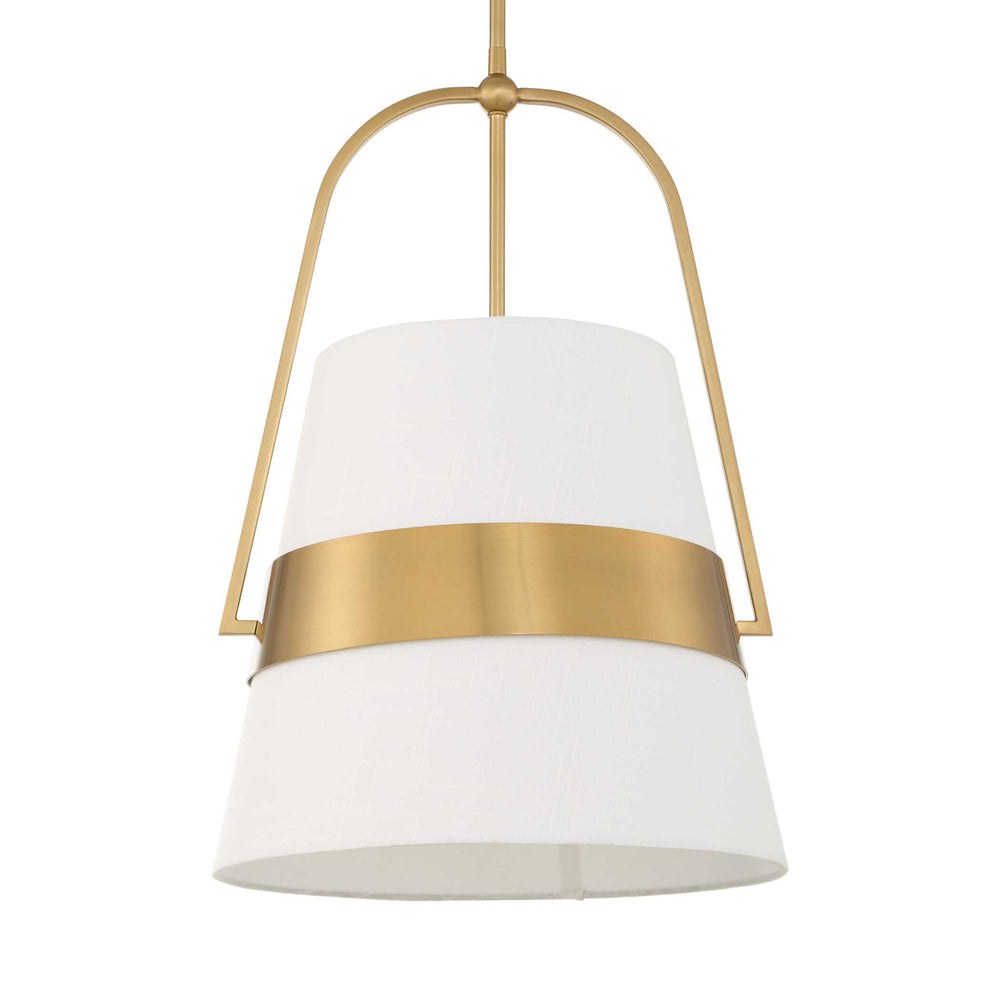 Uttermost Uttermost Harness Pendant Light — Tapered White Linen Shade With Warm Brass Accents, Adjustable Suspension 21646