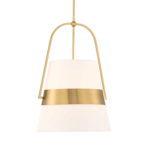 Uttermost Uttermost Harness Pendant Light — Tapered White Linen Shade With Warm Brass Accents, Adjustable Suspension 21646
