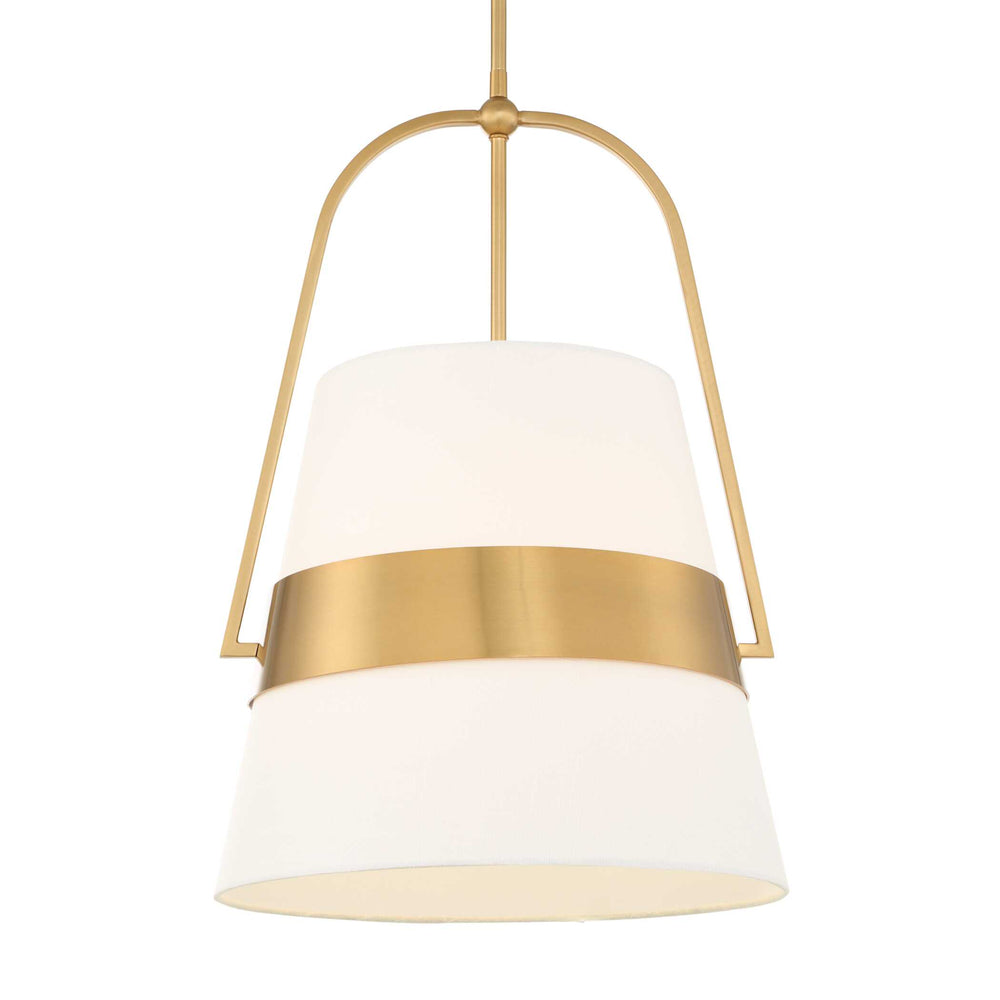 Uttermost Uttermost Harness Pendant Light — Tapered White Linen Shade With Warm Brass Accents, Adjustable Suspension 21646