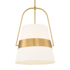 Uttermost Uttermost Harness Pendant Light — Tapered White Linen Shade With Warm Brass Accents, Adjustable Suspension 21646