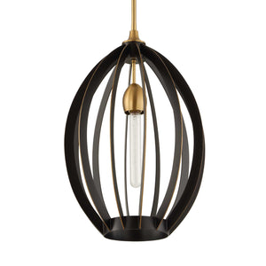 Uttermost Uttermost Darby Dark Bronze Oval Pendant With Warm Brass Accents, Adjustable Height, Sculptural Light 21647