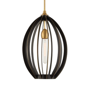 Uttermost Uttermost Darby Dark Bronze Oval Pendant With Warm Brass Accents, Adjustable Height, Sculptural Light 21647