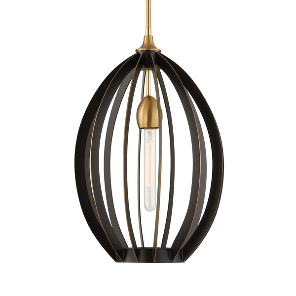 Uttermost Uttermost Darby Dark Bronze Oval Pendant With Warm Brass Accents, Adjustable Height, Sculptural Light 21647