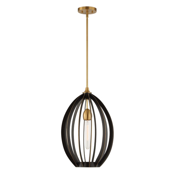 Uttermost Uttermost Darby Dark Bronze Oval Pendant With Warm Brass Accents, Adjustable Height, Sculptural Light 21647