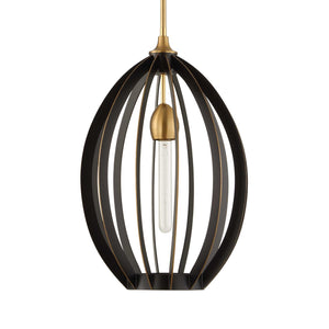 Uttermost Uttermost Darby Dark Bronze Oval Pendant With Warm Brass Accents, Adjustable Height, Sculptural Light 21647