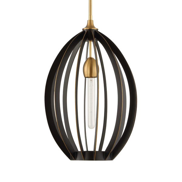 Uttermost Uttermost Darby Dark Bronze Oval Pendant With Warm Brass Accents, Adjustable Height, Sculptural Light 21647