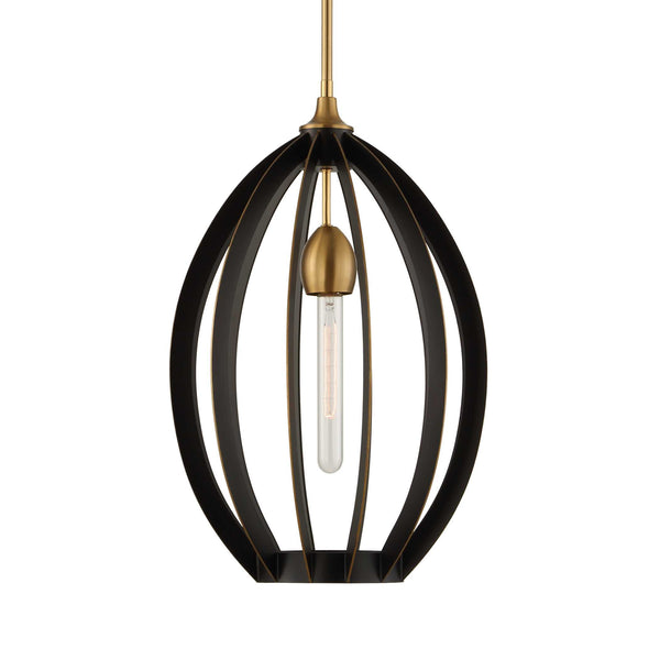 Uttermost Uttermost Darby Dark Bronze Oval Pendant With Warm Brass Accents, Adjustable Height, Sculptural Light 21647