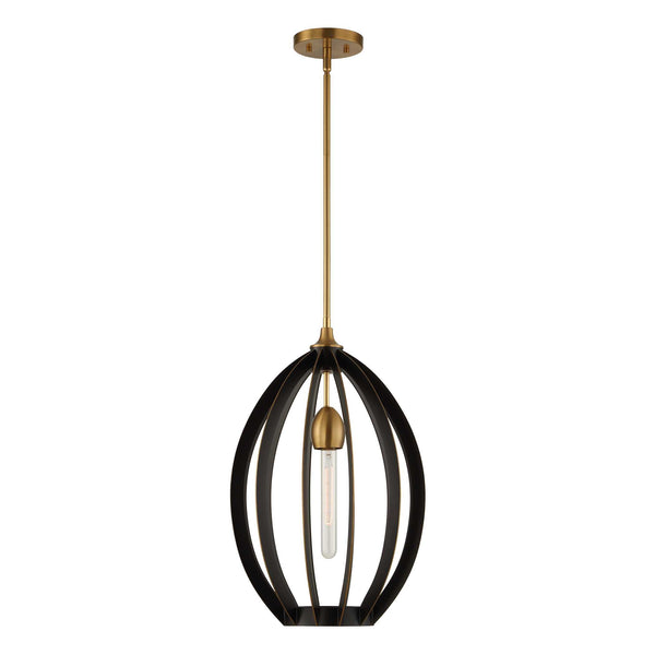 Uttermost Uttermost Darby Dark Bronze Oval Pendant With Warm Brass Accents, Adjustable Height, Sculptural Light 21647